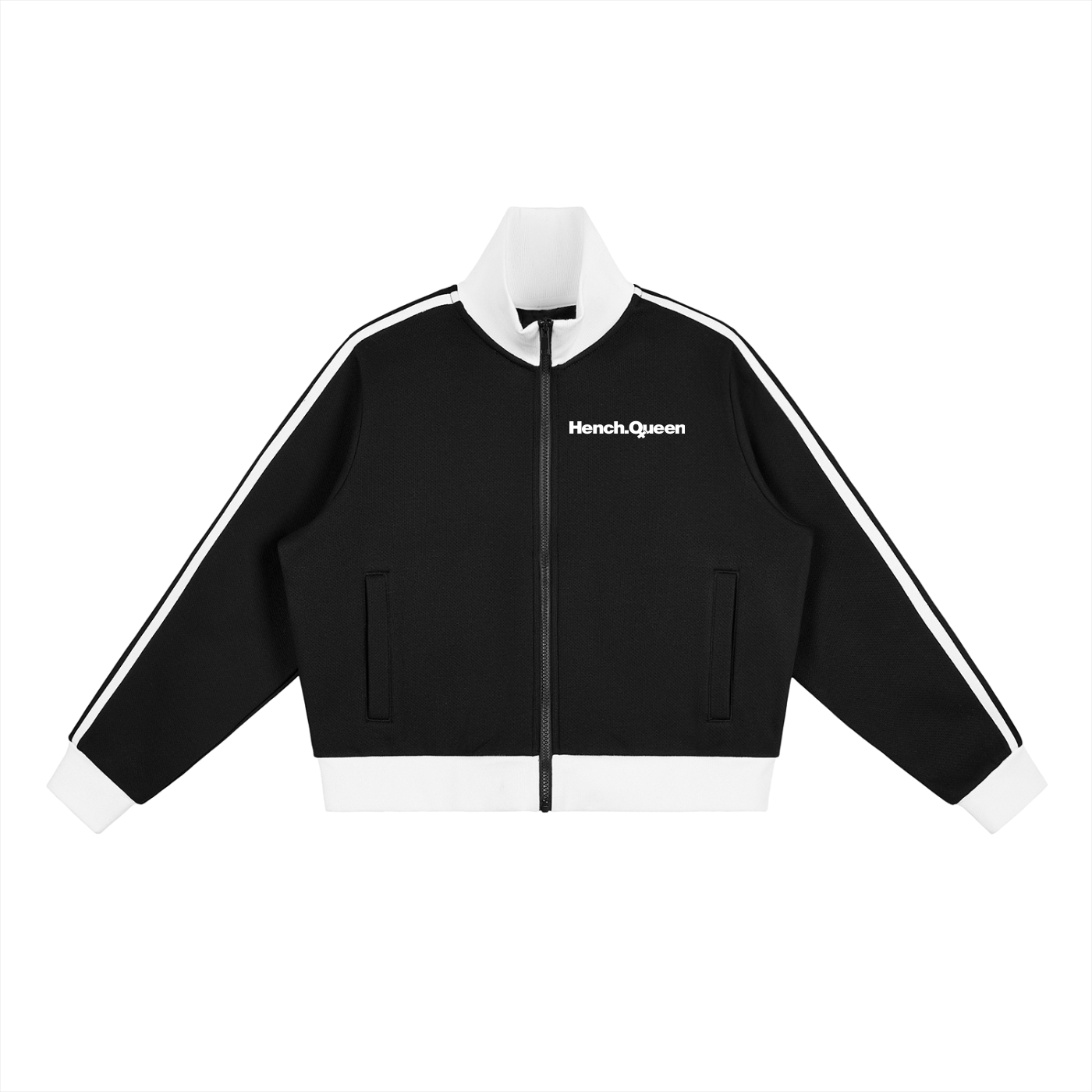 Contrast Side Stripe Fleece Cropped Track Jacket